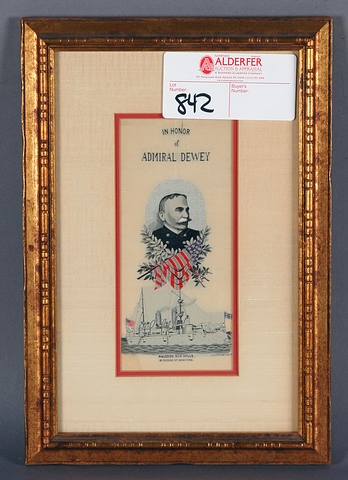 Appraisal: Framed Silk In Honor of Admiral Dewey Haledon Silk Mills