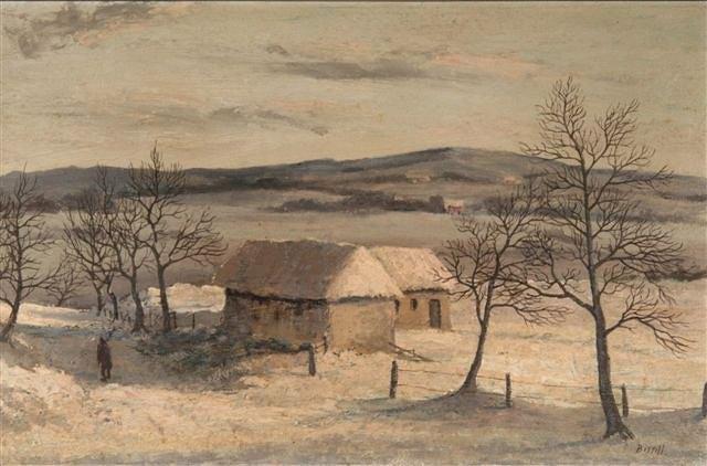 Appraisal: GEORGE WILLIAM BISSILL - - Landscape with farm buildings signed