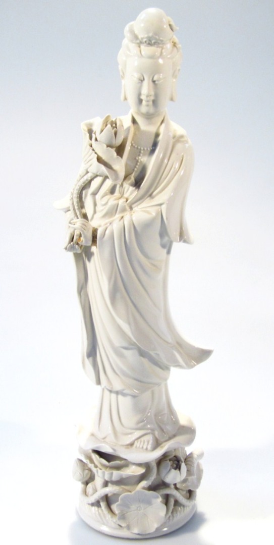 Appraisal: A thC blanc de chine figure of a lady in