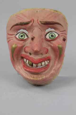 Appraisal: WHIMSICAL COMPOSITION HALLOWEEN MASK Early composition exaggerated nose with wart