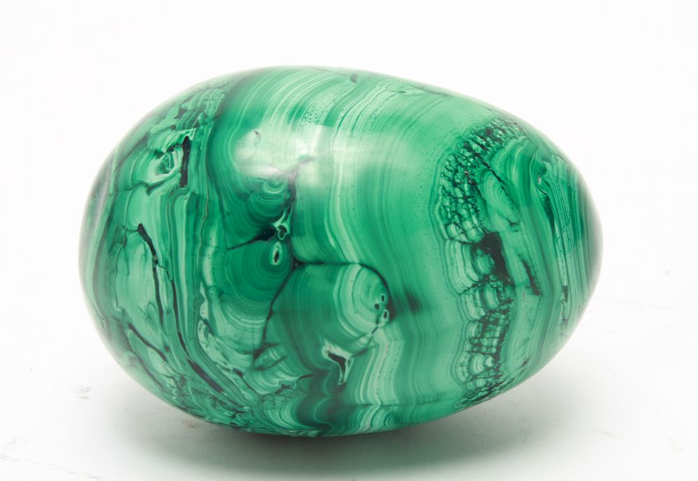 Appraisal: Large Polished Malachite Egg Mineral Specimen Large polished malachite egg