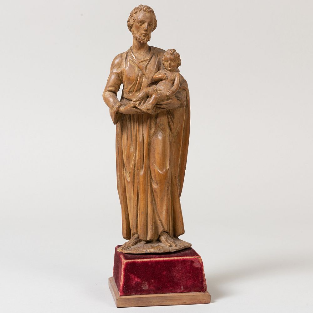 Appraisal: Italian Carved Wood Figure of Joseph and the Infant Christ