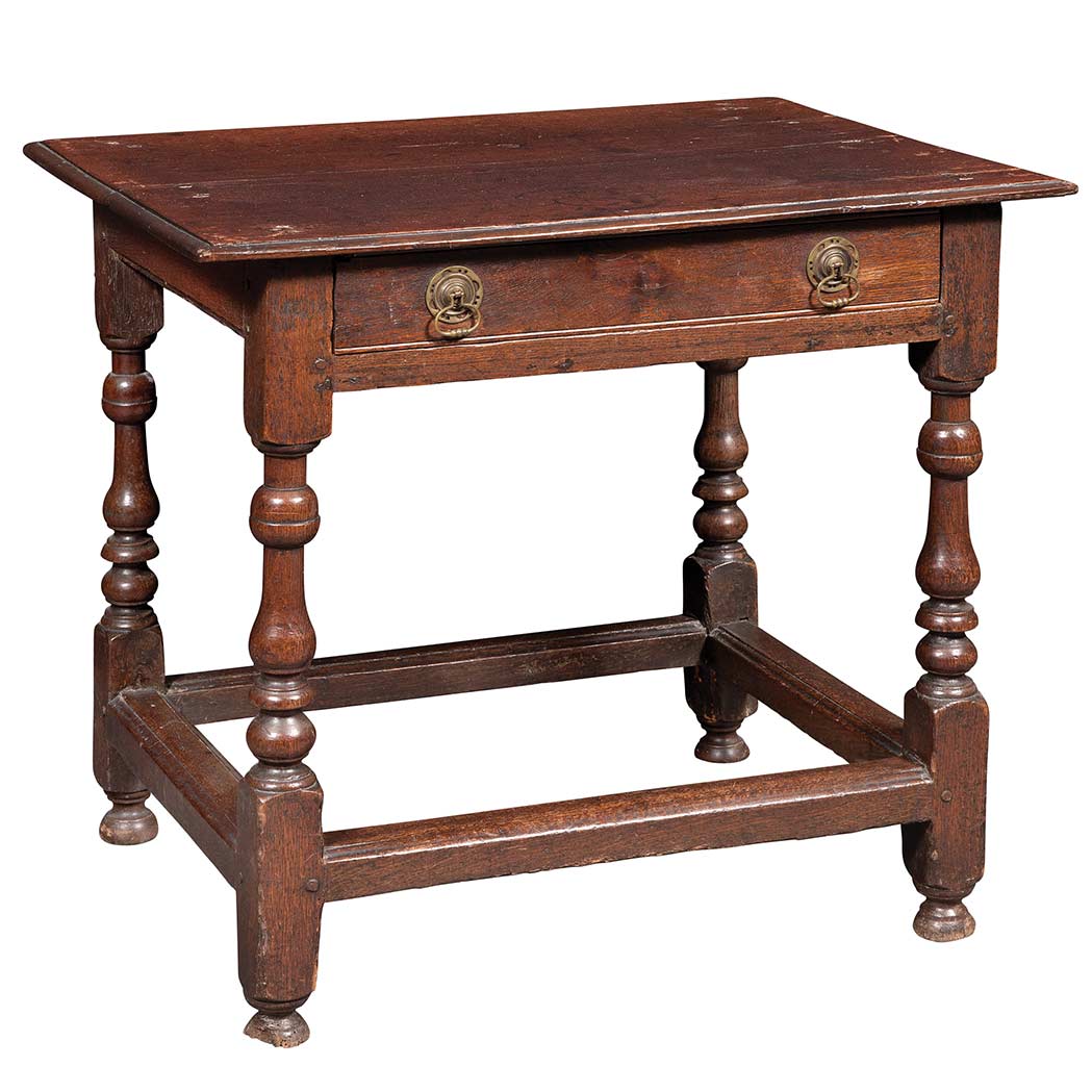 Appraisal: Charles II Oak Table Late th century The molded rectangular