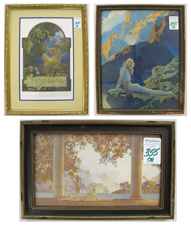 Appraisal: THREE MAXFIELD PARRISH COLOR PRINTS Daybreak by and by depicts