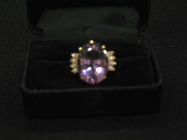 Appraisal: Amethyst Diamond Ring rich oval gem and diamonds in k