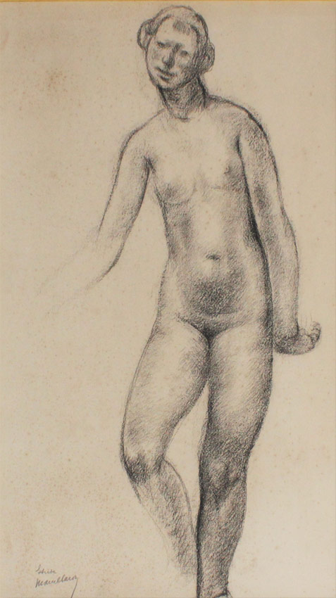 Appraisal: CARON Marcel Belgian - Nude Study Charcoal Paper '' x