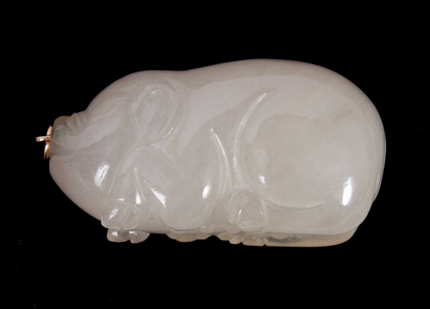 Appraisal: Chinese Mutton fat jade pendant carved as a pig with