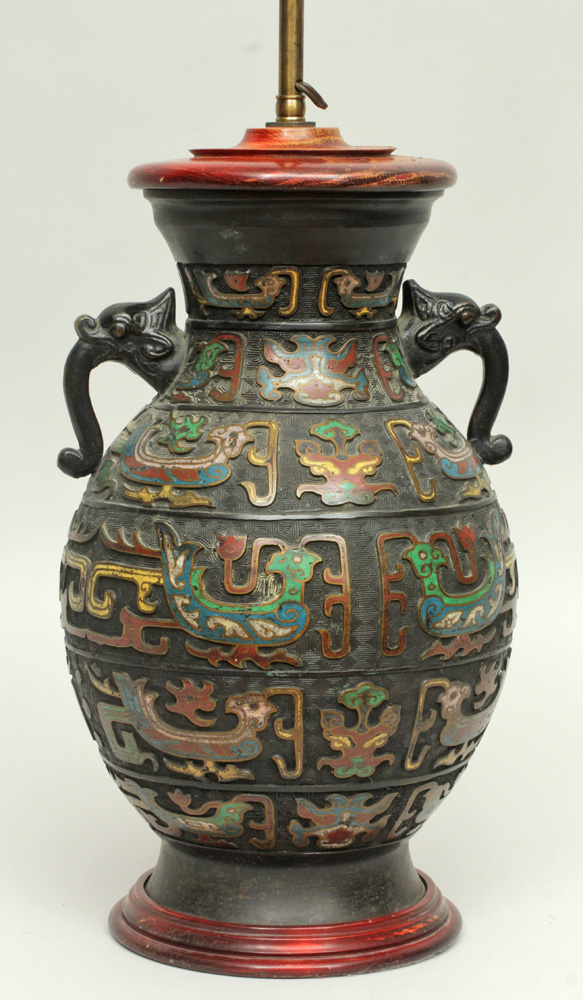 Appraisal: Chinese Cloisonn Vase Mounted as a Lamp in in overall