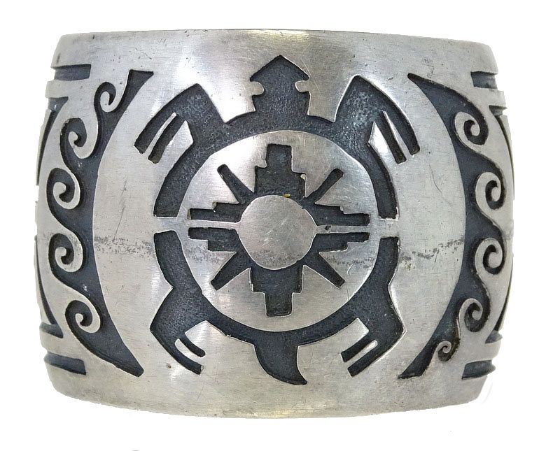 Appraisal: Hopi Traditional Sterling Silver Cuff Bracelet Hopi Traditional Sterling Silver