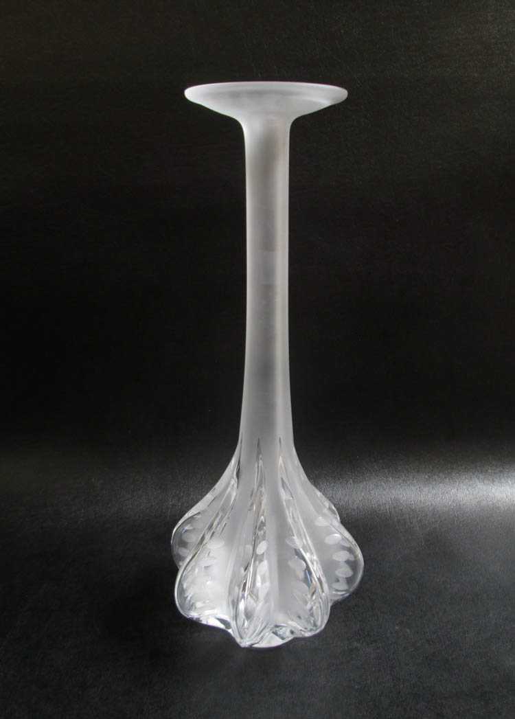 Appraisal: LALIQUE CLAUDE CRYSTAL VASE frosted and clear bottle form with