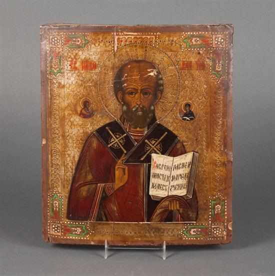 Appraisal: Russian School late th century Saint Nicolas Blessing tempera on