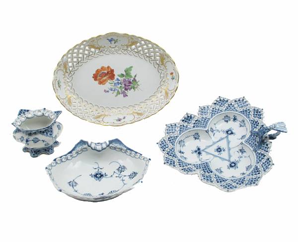 Appraisal: A group of six Royal Copenhagen blue and white table