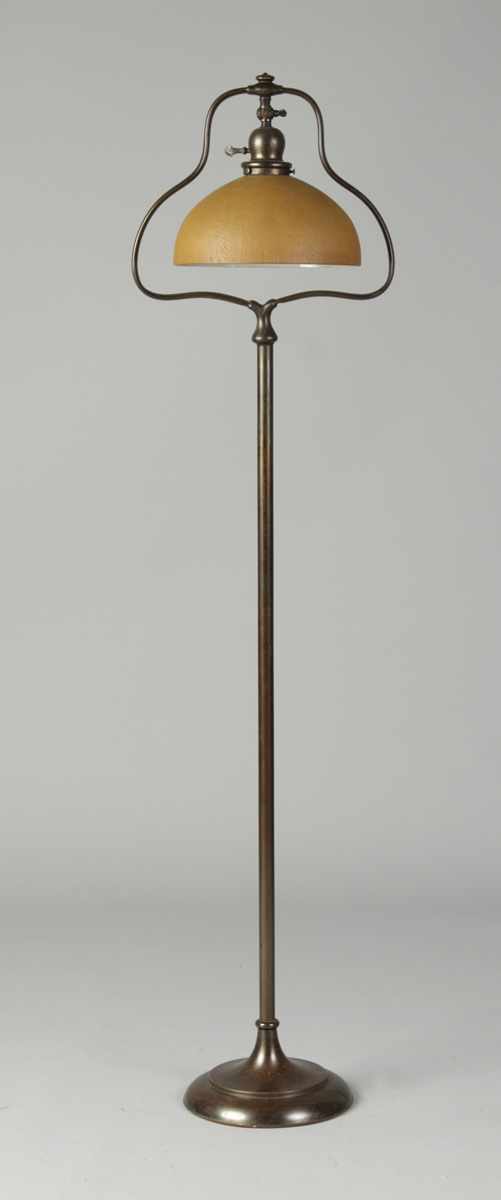 Appraisal: Handel Floor Lamp w Cased Chipped Ice Shade Sgn Condition