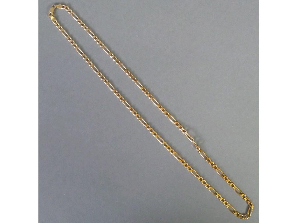 Appraisal: ct GOLD NECKLACE with long and short flattened curb pattern