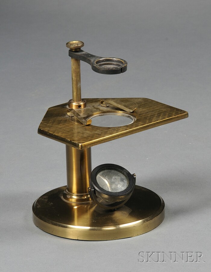 Appraisal: Brass Simple Dissecting Microscope J Zentmayer Philadelphia c swinging magnifier