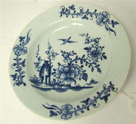 Appraisal: An th century Liverpool blue painted plate - decorated to