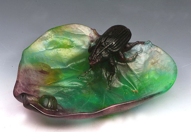 Appraisal: Daum of FranceA pate de verre scarab beetle and ladybird