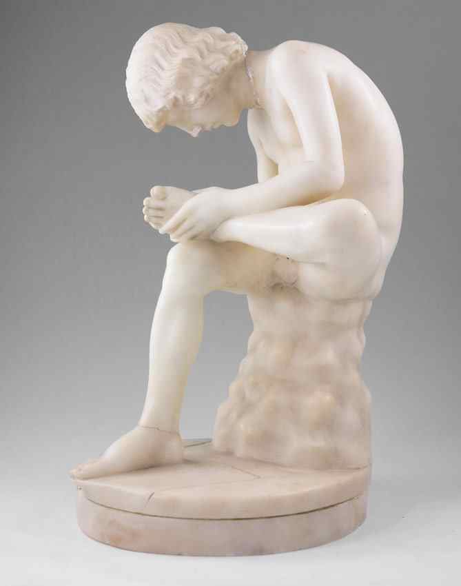 Appraisal: GOOD ALABASTER SCULPTURE BOY WITH THORN SIGNED BIAGIONI MASINI ''