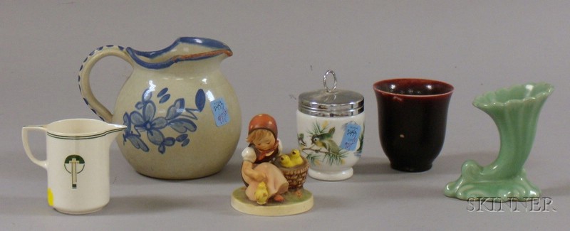 Appraisal: Six Assorted Pottery and Porcelain Table Items a Hummel figural