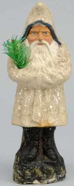 Appraisal: Paper Mache Belsnickle Santa Holding Fir Tree White coat Minor