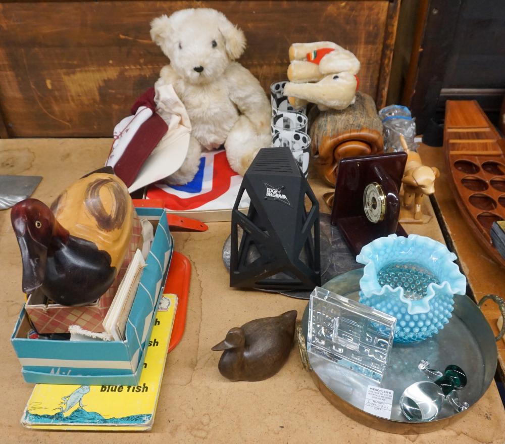 Appraisal: Collection of Stuffed Animals Hobnail Glass Wood Duck and other