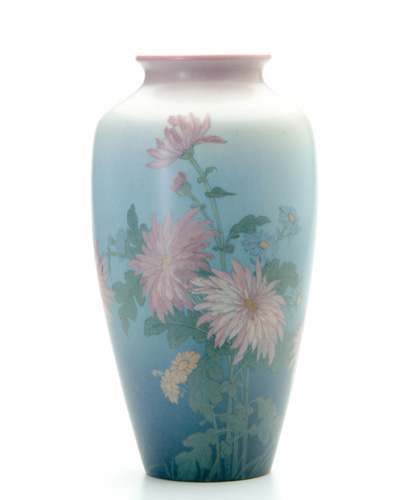 Appraisal: ROOKWOOD Vellum vase by Leonore Asbury with spring flowers in