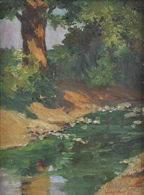 Appraisal: Robert Goldschmidt American th th Century Woodland stream Oil on