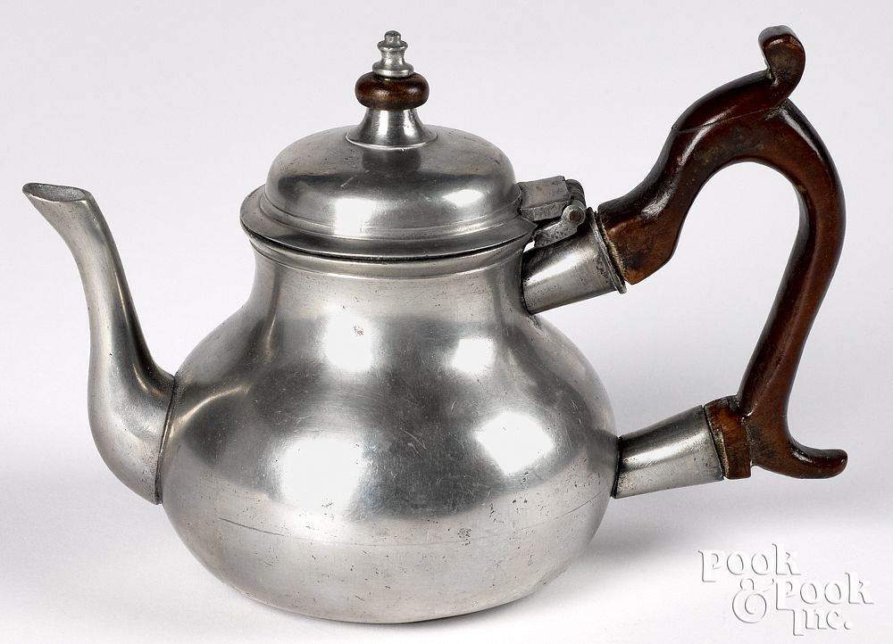 Appraisal: English pewter teapot ca Ricahrd King English pewter teapot ca