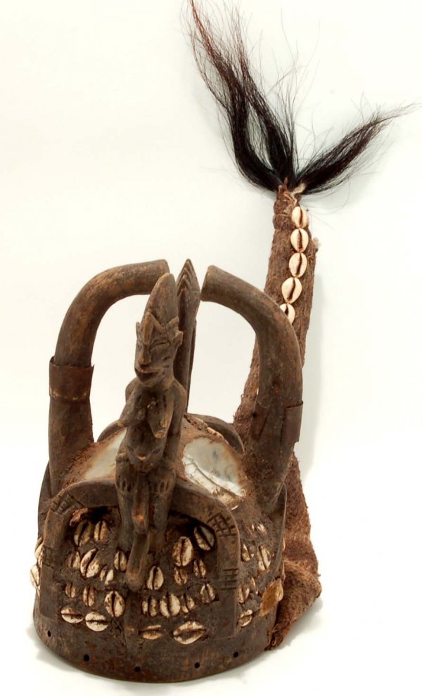 Appraisal: Senufo Deguele helmet mask with full headdress Ivory Coast Front