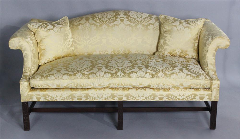 Appraisal: KITTINGER COLONIAL WILLIAMSBURG CW CHIPPENDALE STYLE CAMELBACK SOFA UPHOLSTERED IN