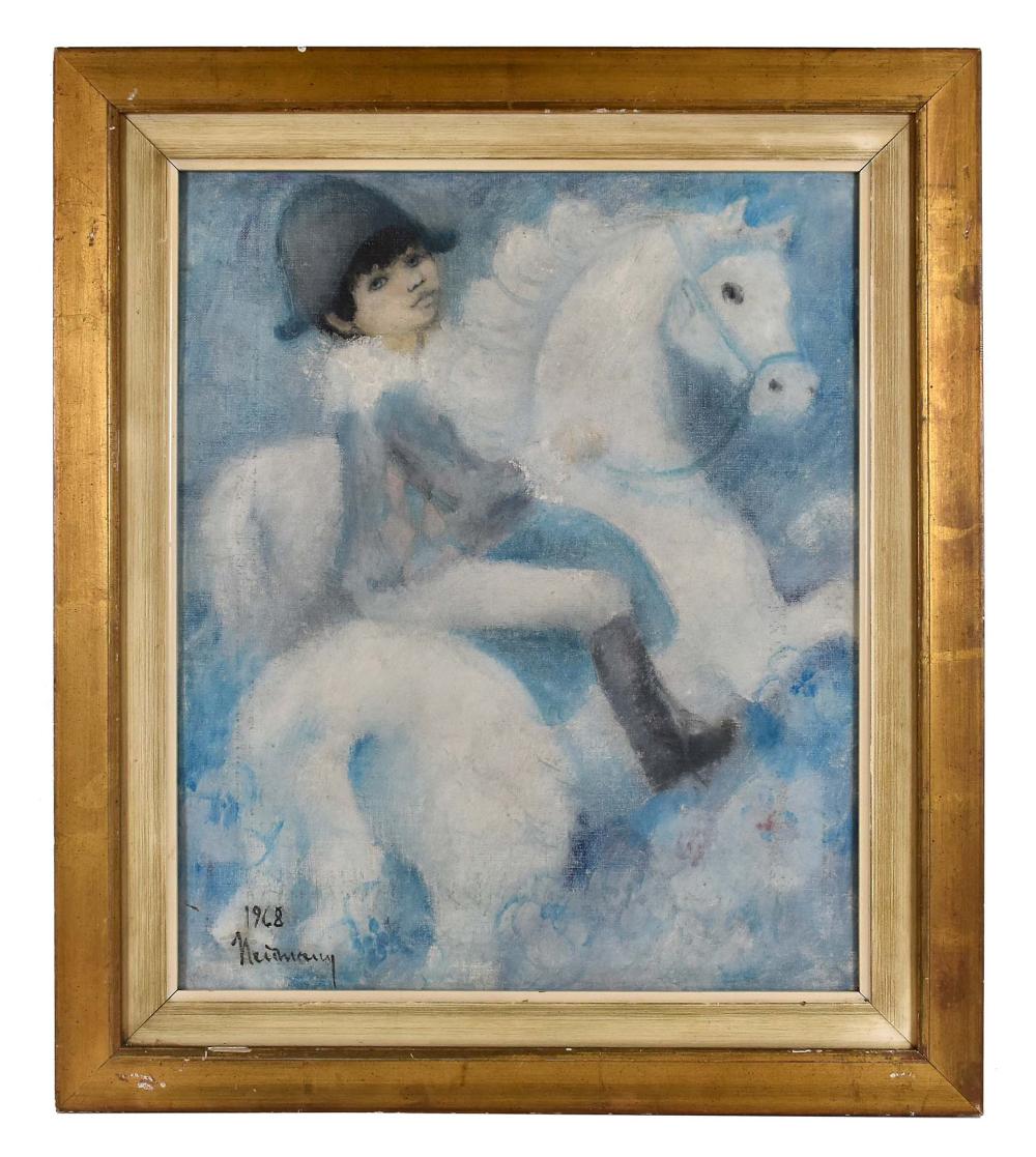 Appraisal: EUROPEAN SCHOOL TH CENTURY Young Harlequin on a White Horse