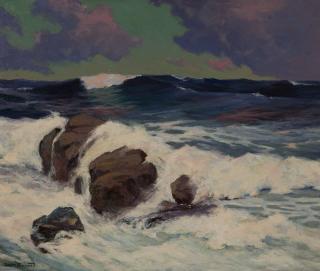 Appraisal: Leon Bonnet ''Evening Maine Coast'' oceanscape signed lower left Leon