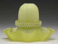 Appraisal: SATIN GLASS YELLOW NAILSEA FAIRY LAMP Ruf fig Fairy size