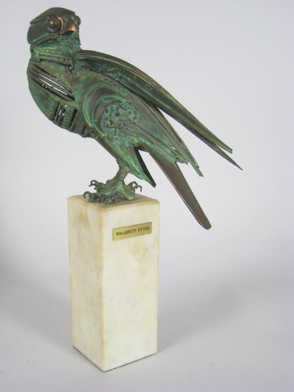 Appraisal: WALENTY PYTEL a bronze Sculpture of Merlin on square column