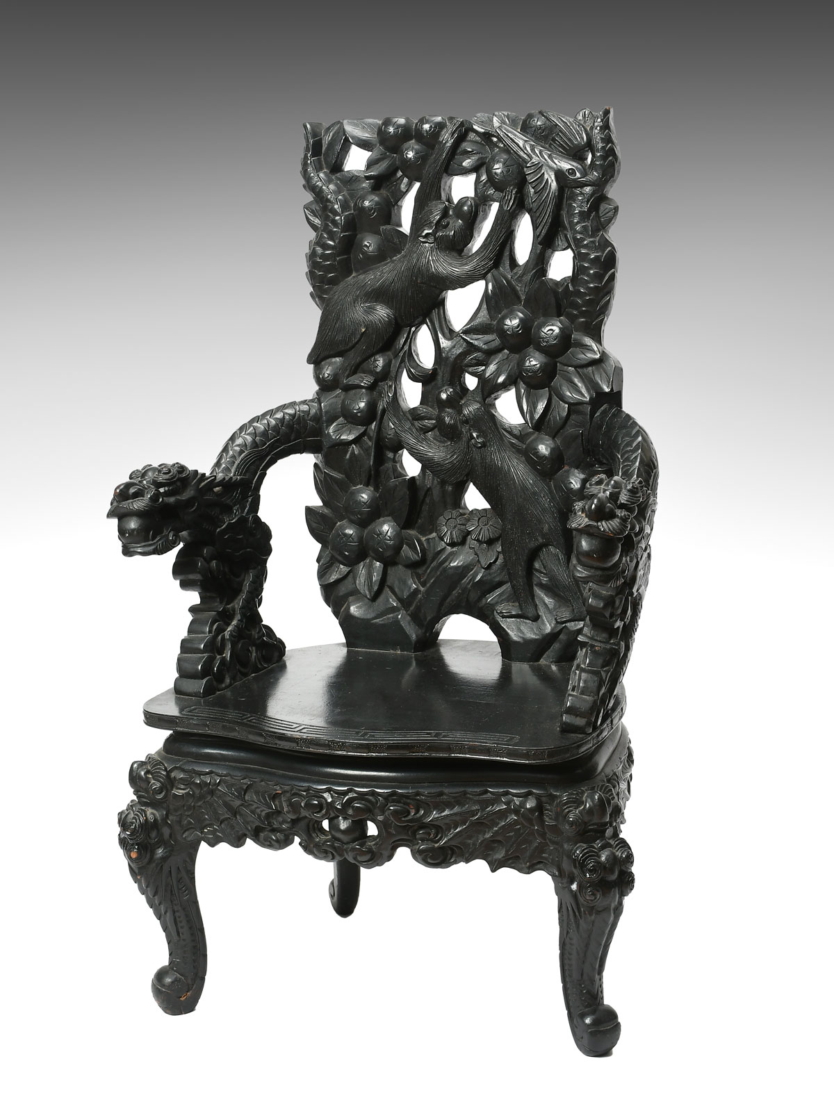 Appraisal: TH C CARVED JAPANESE DRAGON CHAIR Late Meiji period carved