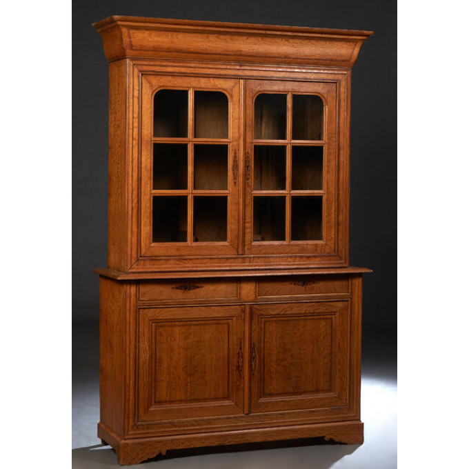 Appraisal: French Louis Philippe Inlaid Oak Buffet a Deux Corps th