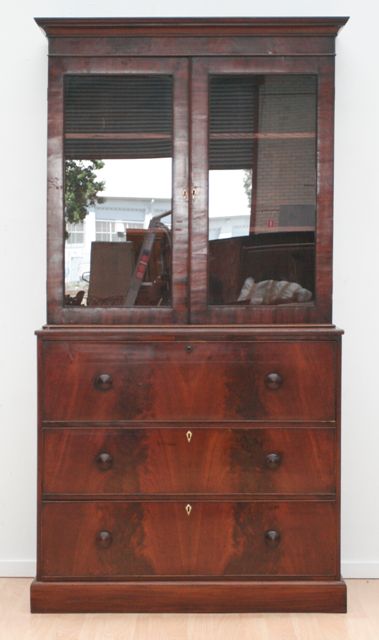 Appraisal: An early th century mahogany secretaire bookcase cms wide cms