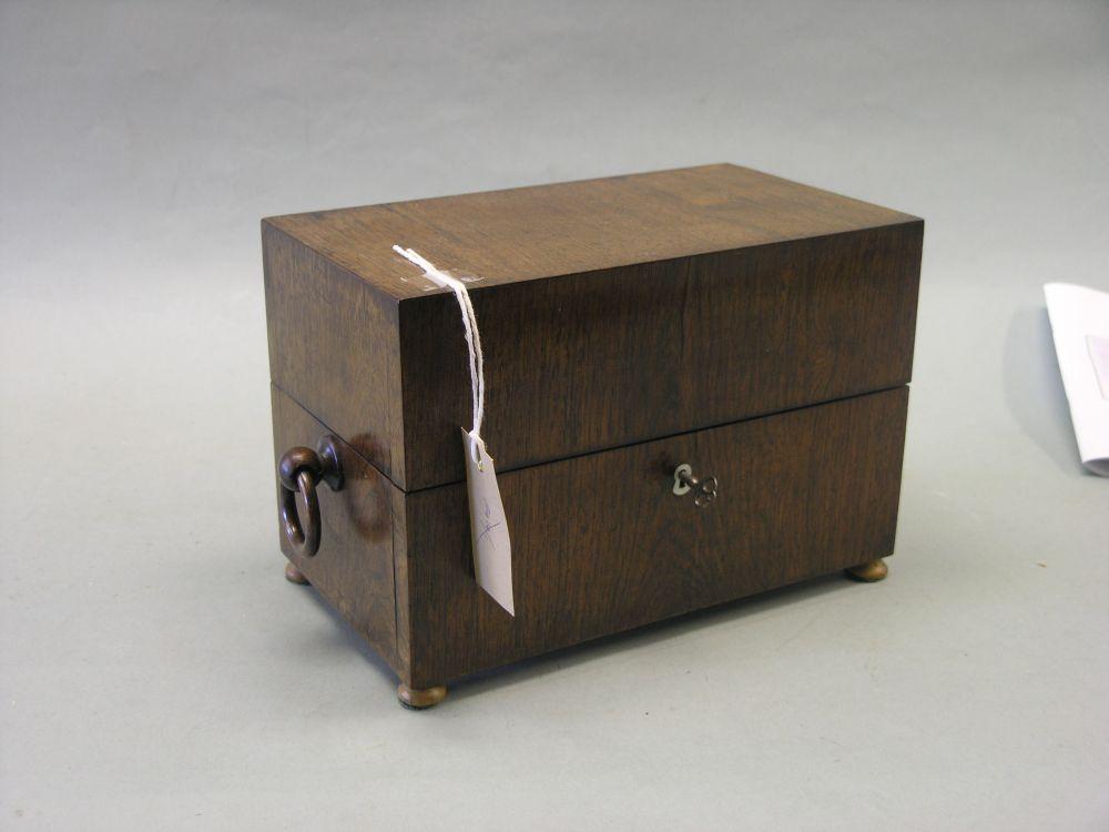 Appraisal: A th century rosewood box with ring handles in