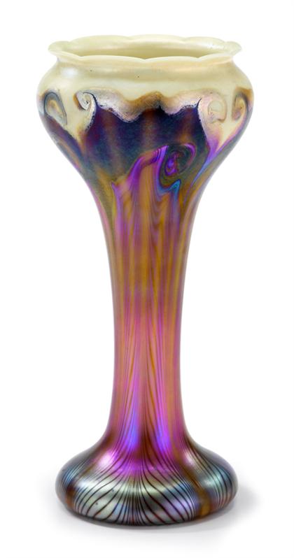 Appraisal: Iridescent Art glass vase quezal new york th century Base