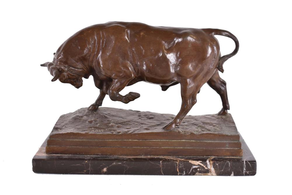 Appraisal: AFTER ANTOINE LOUIS BARYE FRENCH - BRONZE OF A BULLSigned