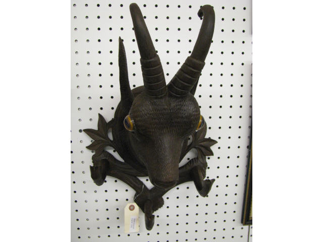 Appraisal: Black Forest Type Carved Figural Wall Coat Rack deer glass