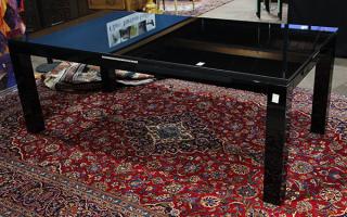 Appraisal: Moderne Black Diamond lacquer center table Moderne Black Diamond lacquer