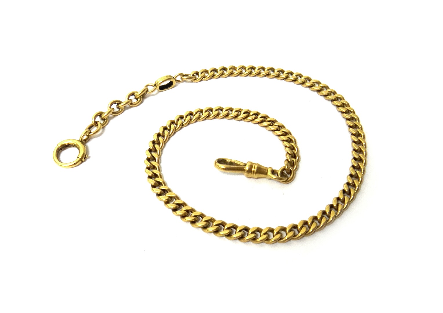 Appraisal: A gold faceted curb link watch Albert chain fitted with