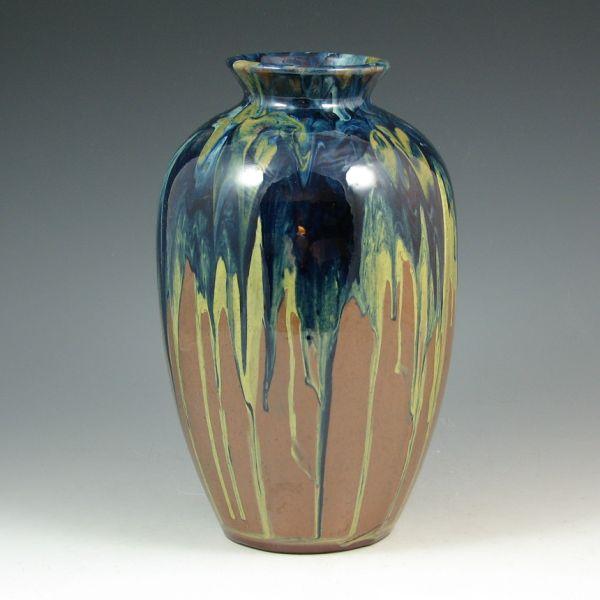 Appraisal: Peters Reed Shadow Ware vase with brown navy blue and