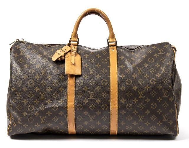 Appraisal: Louis Vuitton Keepall travel bag in brown monogram coated canvas