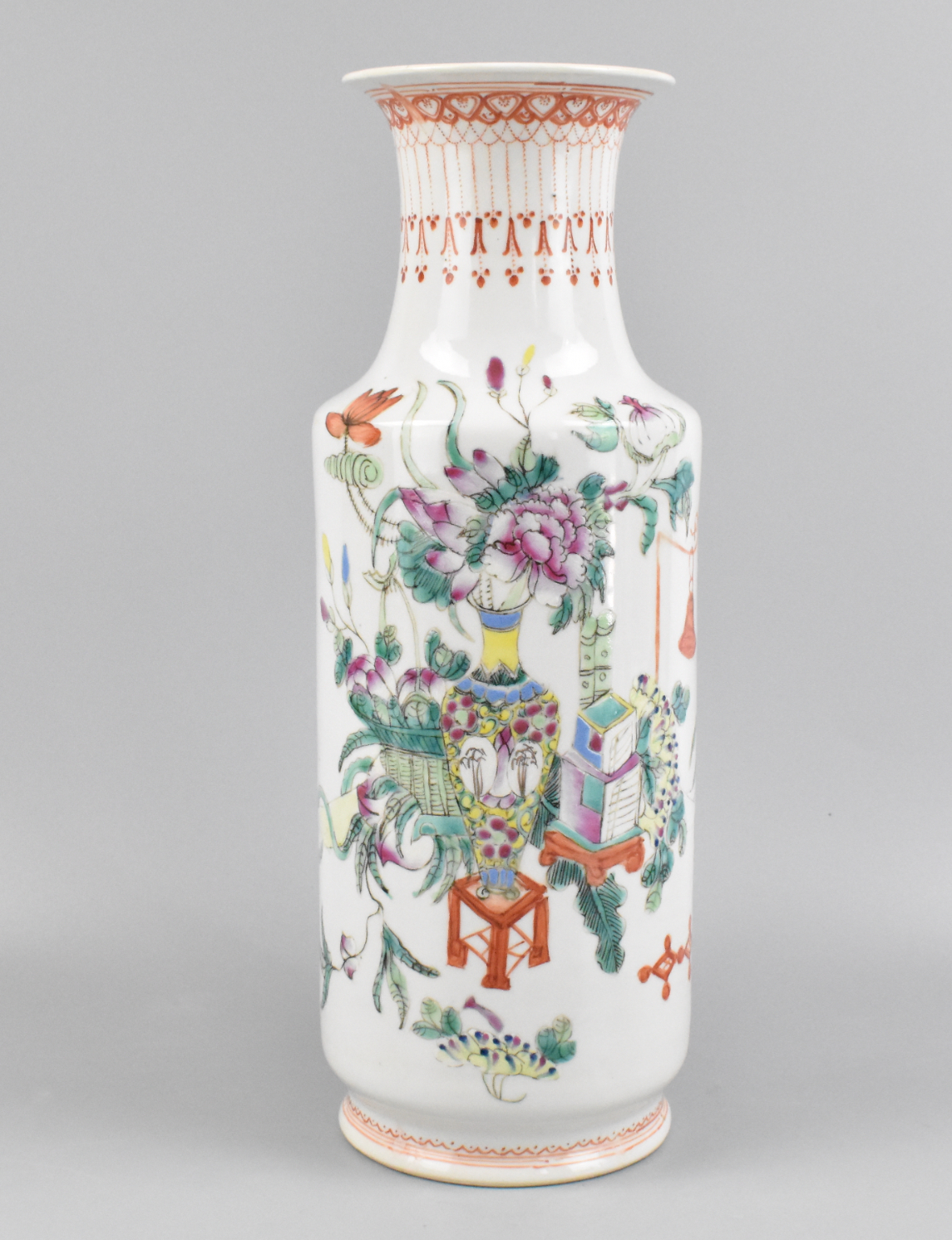 Appraisal: A Chinese famille rose vase with basket and vase design