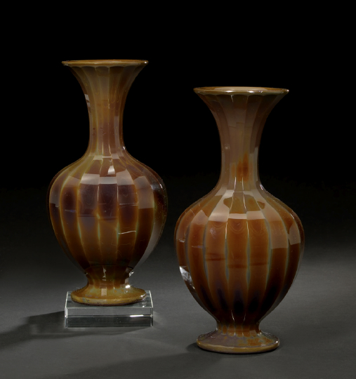 Appraisal: Rare and Fine Near-Pair of Egermann Cut Lithyalin Glass Garniture