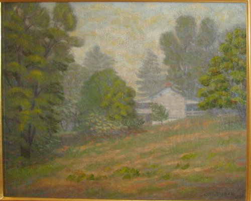 Appraisal: Artist Bonar James Scottish-American b Title White Cabin in Springtime