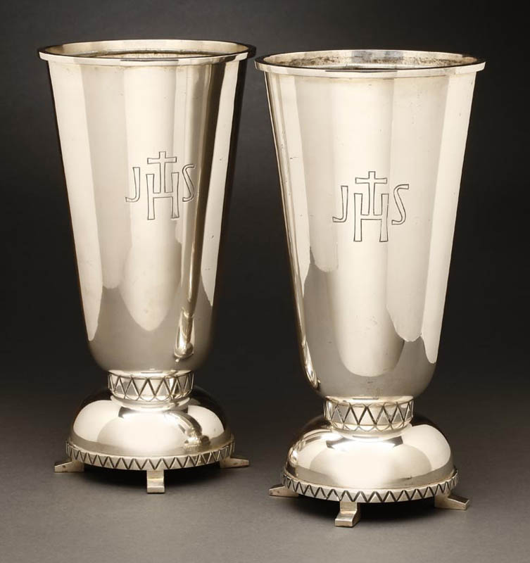 Appraisal: Pair of American Hudson Roysher sterling vases Pair of American