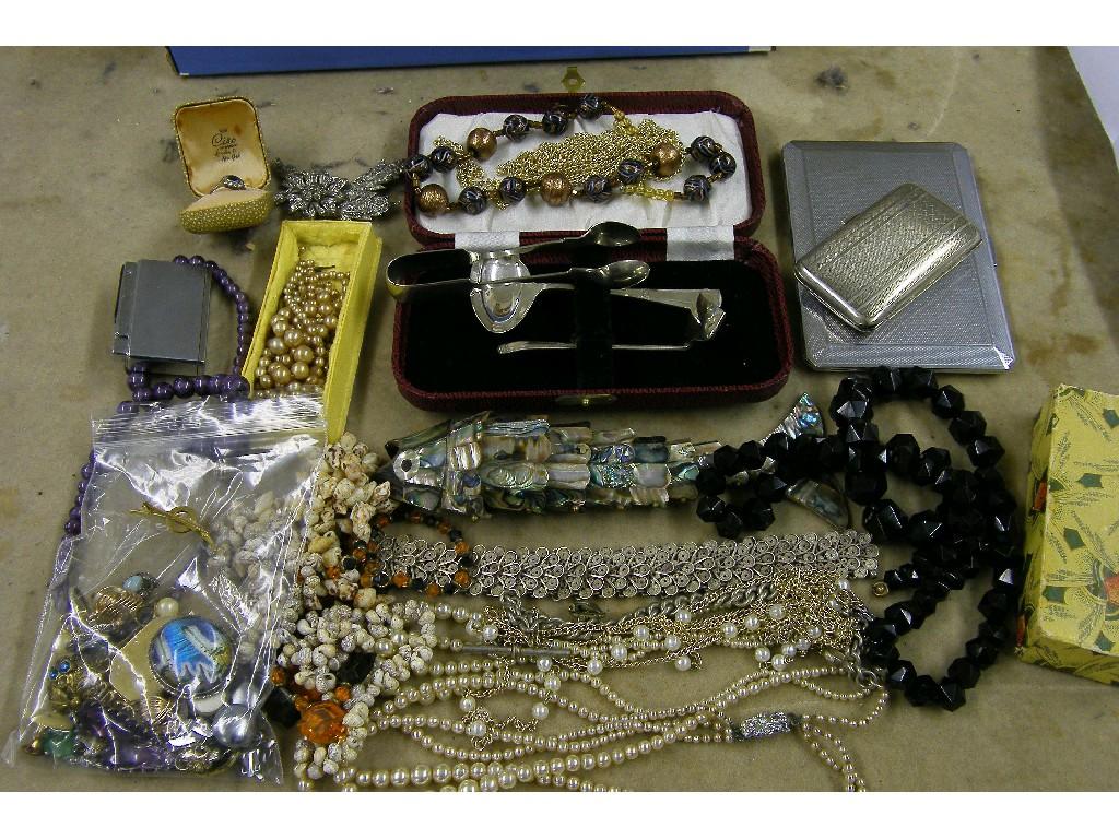 Appraisal: Selection of assorted costume jewellery two cigarette cases mother of